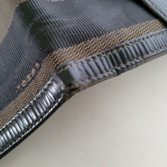 Fendi Vintage Pequin Wallet Canvas Leather Wallet Black Purse Bifold Compact - Picture 11 of 16